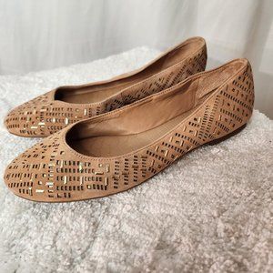 Gianni Bini Gold Sparkle Cutout Flats Size 10 M, Tan Color